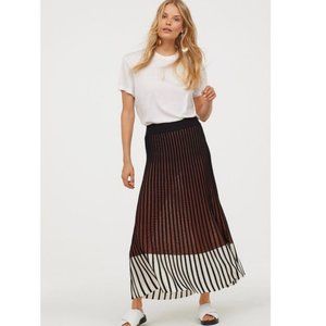 H&M Brown/color-block Rib-knit Skirt